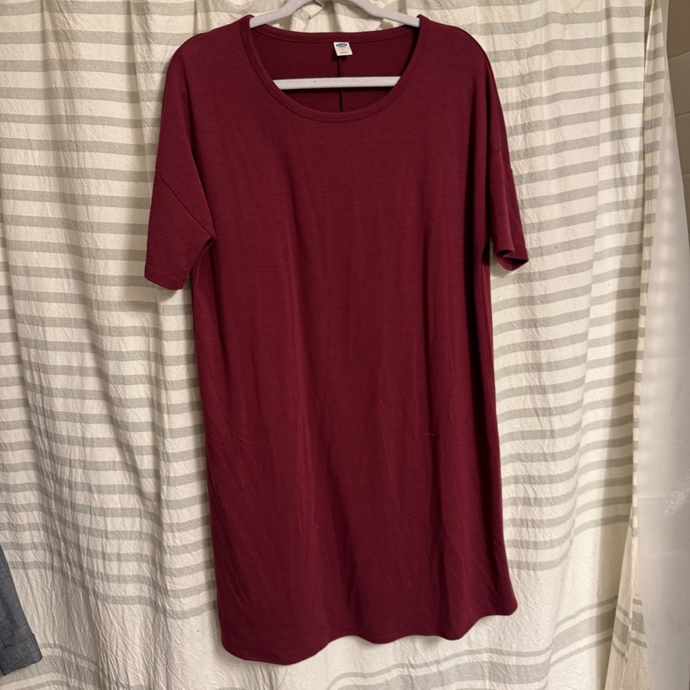 Burgundy Short Sleeve T-Shirt Dress